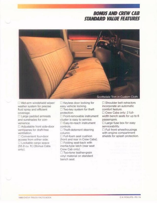 1986 Chevrolet Truck Facts Brochure Page 18